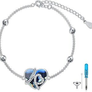 I Love You Forever Urn Bracelet Heart Urn Bracelet for Ashes 925 Sterling Silver